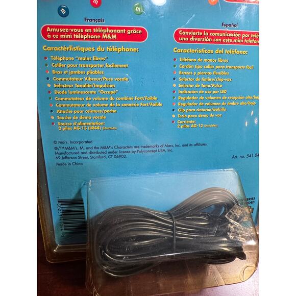 Vintage 1990s M&M's Red Officially Licensed Phone and Headset Sealed in Package - Picture 6 of 9